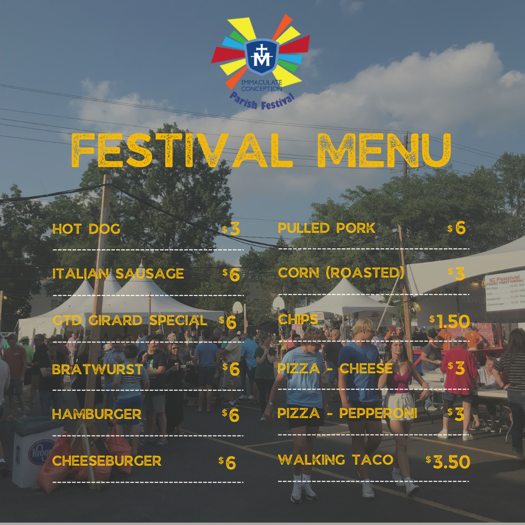IC Festival Food Menu Immaculate Conception Church